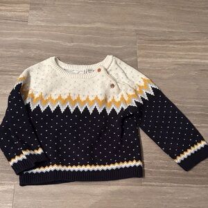 Janie & Jack Navy, Cream, and Yellow Sweater